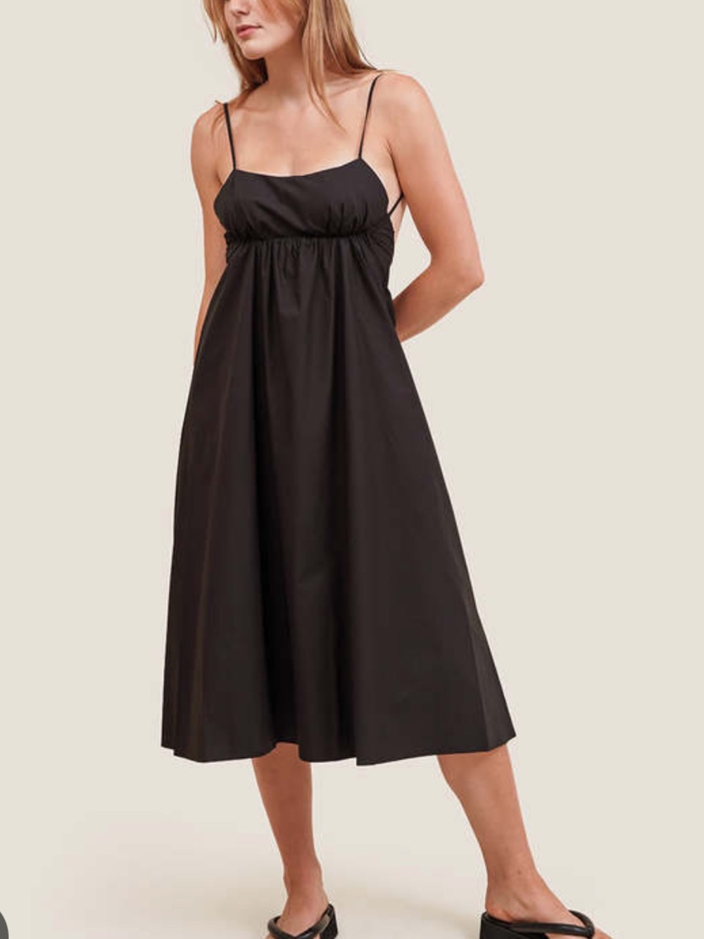 Angie Bauer Amalfi Dress Black Cotton Voile Open Back Maxi Dress Made in USA S - Picture 2 of 7